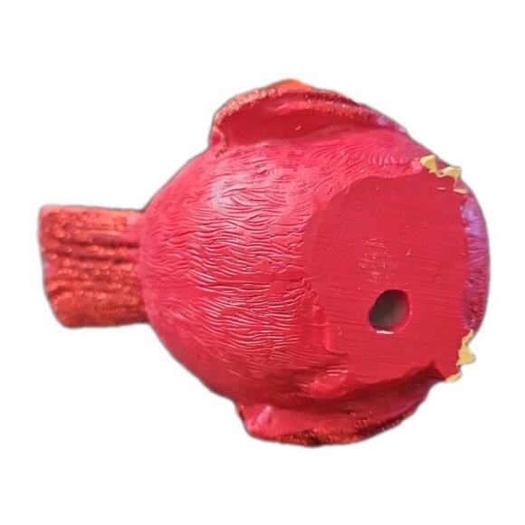 Red Cardinal Bird Figure Textured Resin Life Like Woodland Decor Ceramic 4.5" - Picture 9 of 9